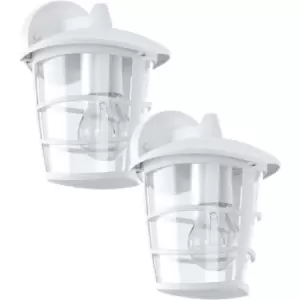 2 PACK IP44 Outdoor Wall Light White & Glass Lantern 60W E27 Porch Lamp Down