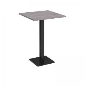 Brescia square poseur table with flat square Black base 800mm - grey