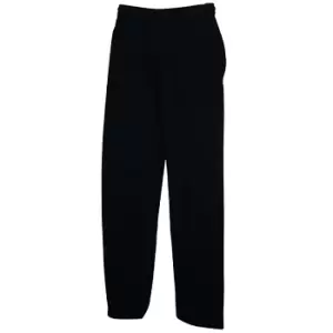 Fruit Of The Loom Mens Open Hem Jog Pants / Jogging Bottoms (2XL) (Black)