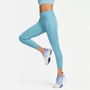 Nike Dri-FIT Go Womens Firm-Support Mid-Rise 7/8 Leggings with Pockets - Blue