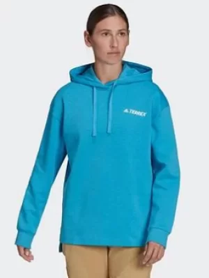 adidas Terrex Logo Graphic Hoodie, Blue Size M Women