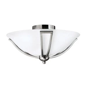 2 Light Flush Ceiling Light Brushed Nickel, E27