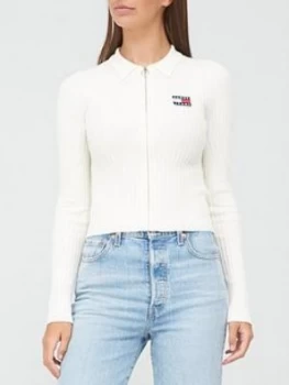 Tommy Jeans Zip Thru Sweater - White