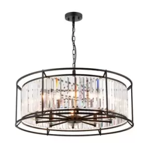 Luminosa Guilford Ceiling Pendant, 10 Light E14, Satin Black, Clear