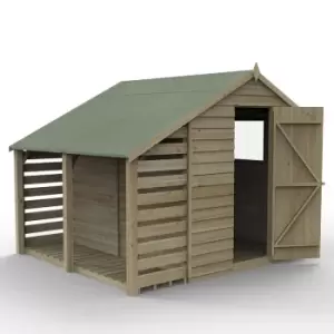 8a x 6a Forest 4Life 25yr Guarantee Overlap Pressure Treated Apex Wooden Shed with Lean To (2.42m x 2.64m)