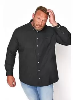 BadRhino Essential Long Sleeve Poplin Shirt - Black, Size 5-6Xl, Men