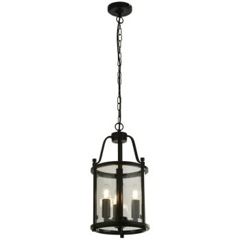 Searchlight Lighting - Searchlight Bevelled Lanterns Lantern Grande, 3 Light Black, Clear Glass