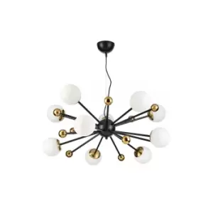 Billo 10 Light Spherical Pendant Ceiling Light, Black, Brass