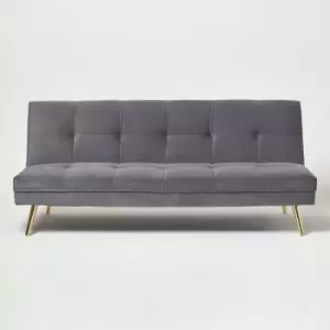 Laurie Velvet Click Clack Sofa Bed, Dark Grey - Dark Grey - Homescapes