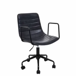 Interiors by PH Striped Leather Effect Office Chair with Arms, Grey