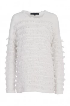 French Connection Pointelle Fringing Jumper White