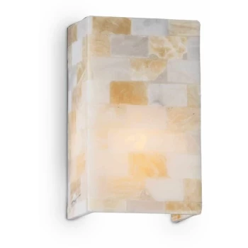 Ideal Lux Lighting - Ideal Lux Scacchi - 1 Light Up & Down Wall Light Amber with Small Alabaster Glass, E27