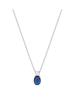 Simply Silver Sterling Silver 925 Mini Sapphire Cubic Zirconia Pendant Necklace, Silver, Women