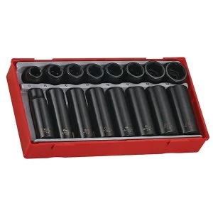 Teng TT9116 Regular/Deep Impact Socket Set, 16 Piece- 1/2in Drive