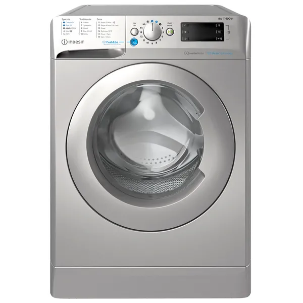 Indesit Push&Go BWE 81496X SV UK 8kg Washing Machine with 1400 rpm - Silver - A Rated