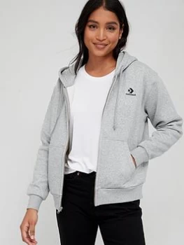 Converse Embroidered Star Chevron Zip Through Hoodie - Grey, Black Size XL Women