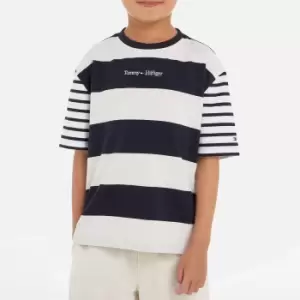 Tommy Hilfiger Boys' Bold Stripe Logo Cotton-Blend T-Shirt - 16 Years