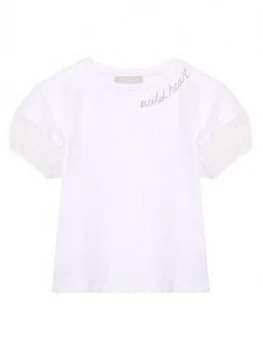 Mintie by Mint Velvet Girls Puff Sleeve Jersey T-Shirt - Ivory, Size Age: 9-10 Years, Women