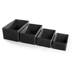 Paper & Cotton Closet Storage Boxes - Set of 4 Black M&W - Brown