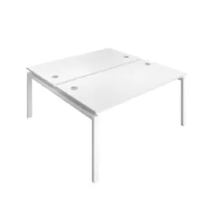 Telescopic Sliding 6 Person White Bench with Cable Port - 1400 X 800 - White Frame