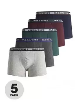 Jack & Jones Junior Boys Trunks (5 Pack) - Multi , Dark Green, Size Age: 10 Years