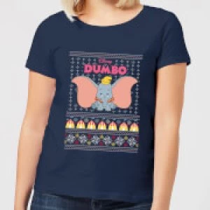 Disney Classic Dumbo Womens Christmas T-Shirt - Navy - XL