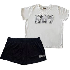 KISS - Logo Infill Ladies X-Large Summer Pyjamas - Black/White