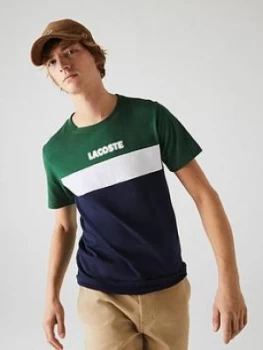 Lacoste Lacoste Sport Colour Block Logo T-Shirt, Green/Navy, Size 2XL, Men