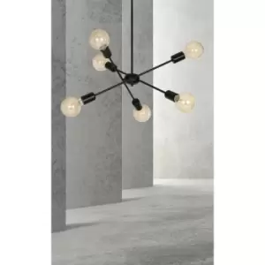 Proton Black Multi Arm Pendant Ceiling Light 6x E27