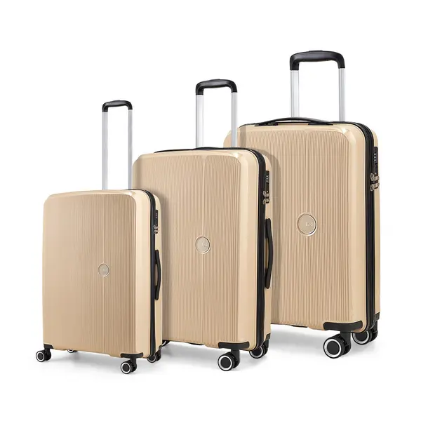 Rock Luggage Hudson IL49301 8 Wheel Hardshell Champagne Suitcase 3Pcs Set