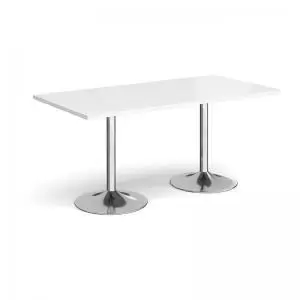 Genoa rectangular dining table with chrome trumpet base 1600mm x 800mm