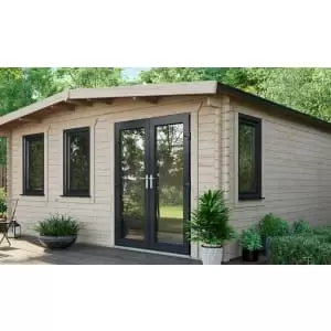 Power Sheds 16 x 16ft Right Hand Door Apex Chalet Log Cabin