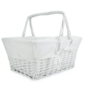 Willow Storage Basket with Cotton Lining M&amp;W White