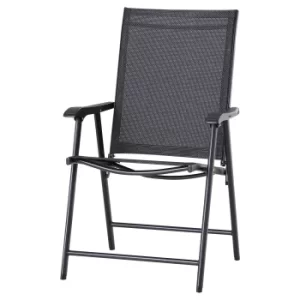 Outsunny Steel Frame Set of 2 Foldable Outdoor Garden Chairs Black