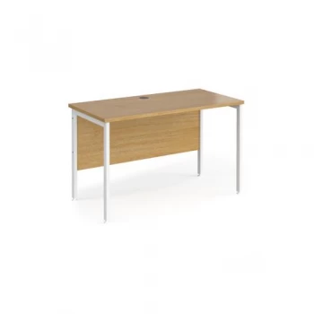 Office Desk 1200mm Rectangular Desk With H-Frame Leg Oak Tops With White Frames 600mm Depth Maestro 25