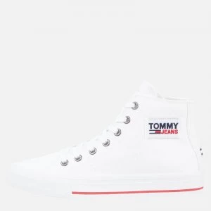 Tommy Jeans Womens Canvas Hi-Top Trainers - White - UK 5