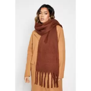 I Saw It First Soft Touch Oversized Tassel Scarf - Brown