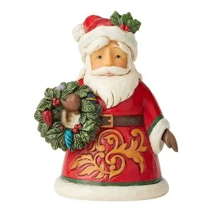 Santa Holding Wreath Mini Figurine