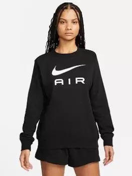 Nike Air Fleece Crew Sweat - Black/White, Size XS, Women