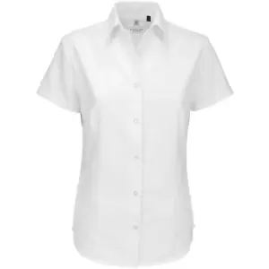 B&C Ladies Oxford Short Sleeve Shirt / Ladies Shirts (XS) (White)