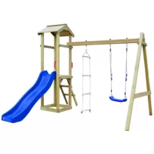 Vidaxl Playhouse Set With Slide Ladders Swing 242X237X218cm - Wood Brown