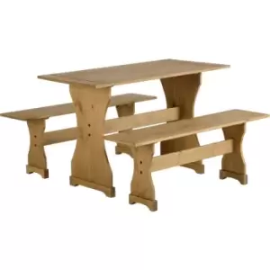 Seconique Corona Mexican Pine Dinette Set Supplied with 2 Pine Benches