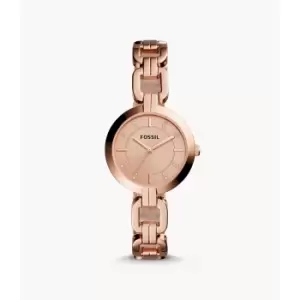 Fossil Womens Kerrigan Three-Hand Rose Gold-Tone Stainless Steel Watch - Rose Gold