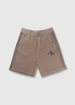 Calvin Klein Mens Monologo Mineral Dye Hwk Shorts In Shitake