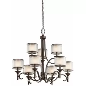 9Chandelier LIght light umber metallic frosted Shade Mission Bronze LED E14 60W