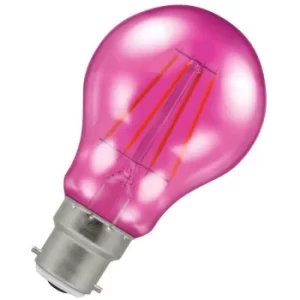 Crompton Lamps LED GLS 4.5W BC-B22d Harlequin IP65 (25W Equivalent) Pink Translucent 200lm BC Bayonet B22 Outdoor Festoon Coloured Filament Light Bulb