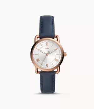 Fossil Women Copeland Three-Hand Midnight Navy Leather Watch