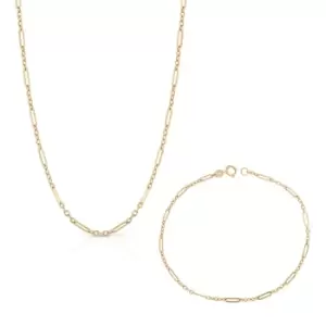 JG Fine Jewellery 9ct Gold Mixed Length Link Jewellery Set