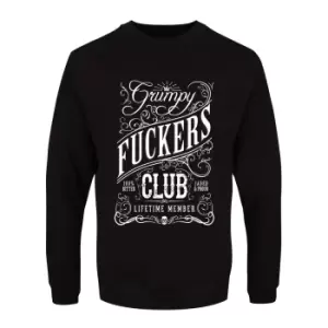 Grindstore Mens Grumpy Fuckers Club Sweatshirt (S) (Black/White)