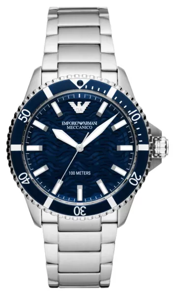 Emporio Armani AR60059 Mens Blue Dial Blue Rigged Bezel Watch